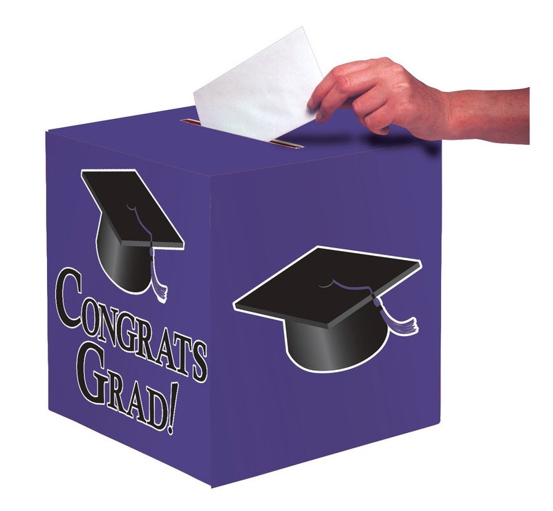 Creative Converting Congrats Grad Card Holder Box, Purple - - Image 1